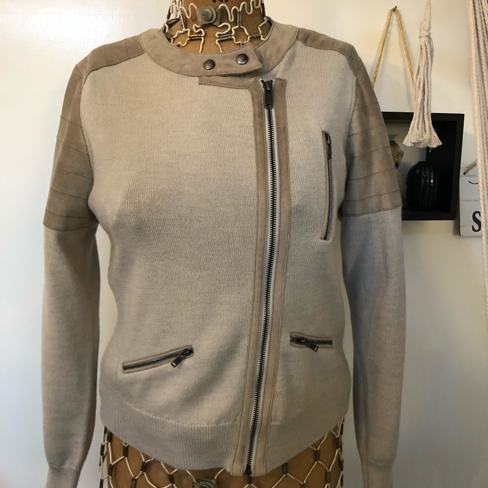 Banana republic knit and faux suede moto jacket